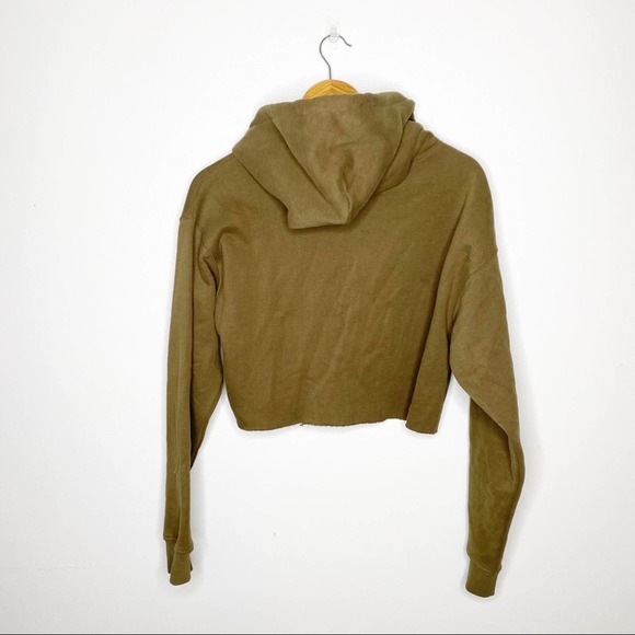 Out from Under Green Raw Hem Cropped Hoodie Size S - Picture 2 of 5